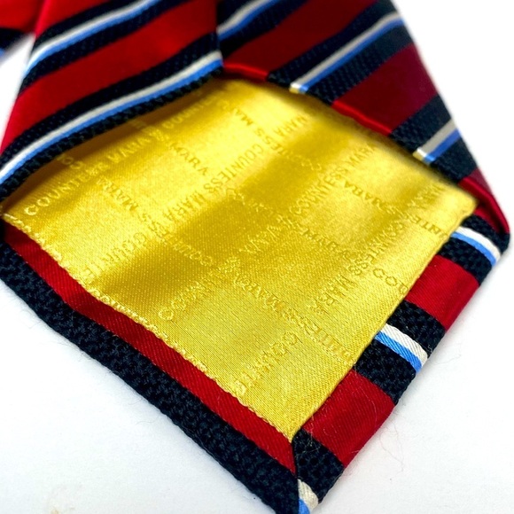 COUNTESS MARA Vintage 90's British Regimental Men's Red White Blue Necktie Tie - Picture 2 of 11